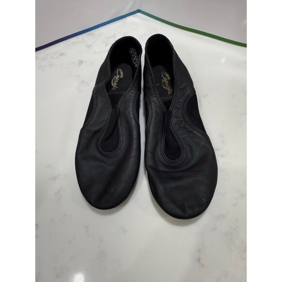 Black Leather Dance Jazz Shoes Size 9.5W - Picture 8 of 10